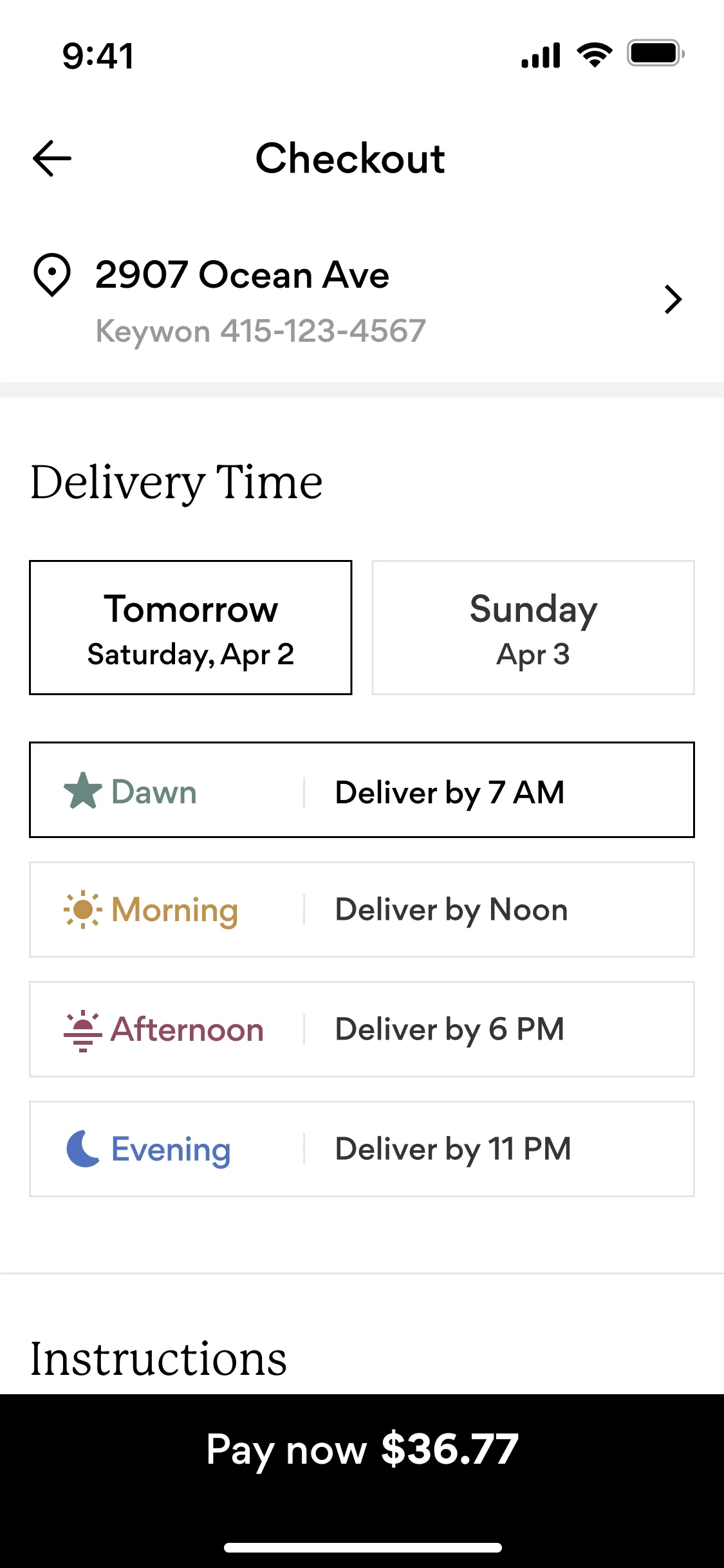 Delivery Time: 2 days * 4 slots