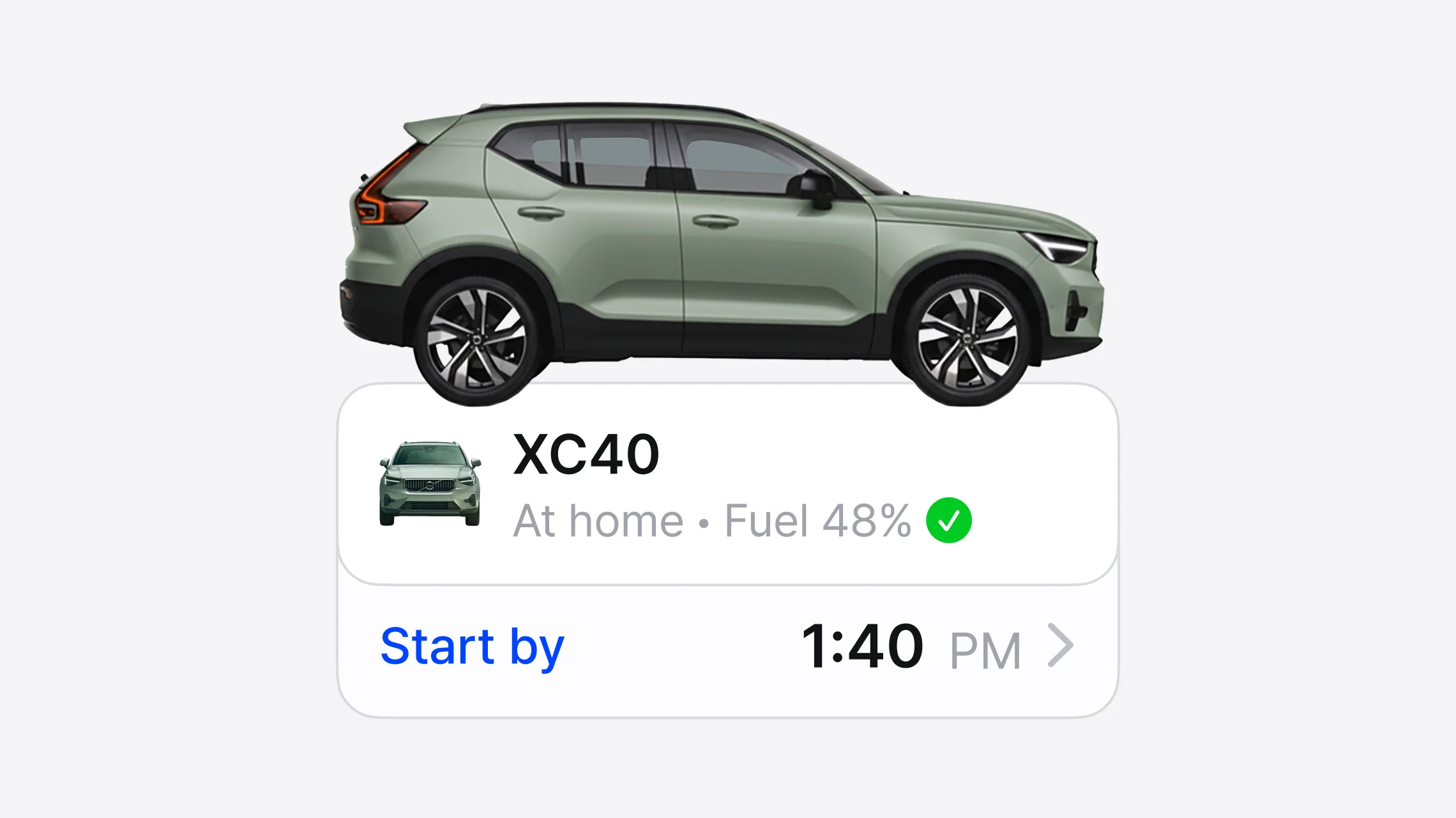 An SUV with trip start UI